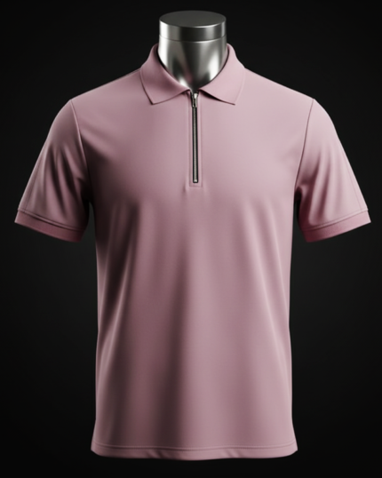 Pique Lycra Best Half-Zip Polo – Millennial Pink (220GSM)