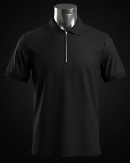 Pique Lycra Best Half-Zip Polo – Black (220GSM)