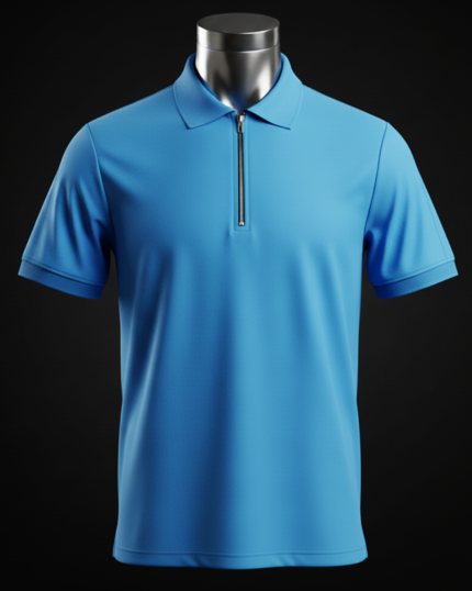 Pique Lycra Best Half-Zip Polo – Light Blue (220GSM)
